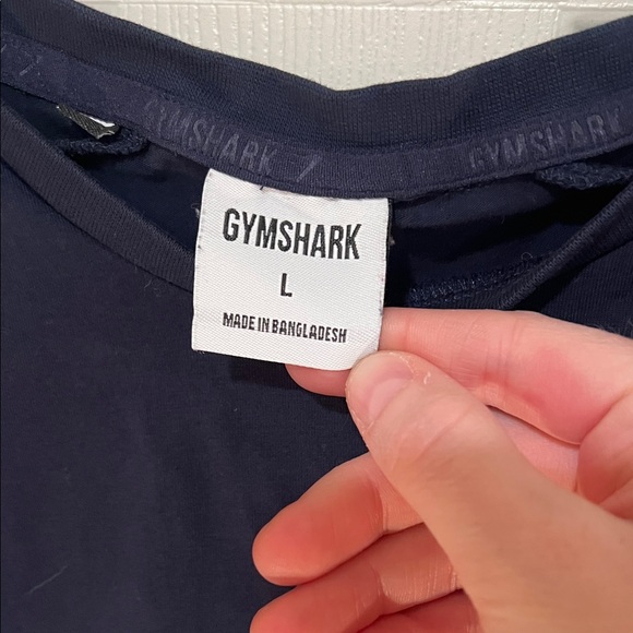 Gymshark Dark Blue Crop Top with White Logo - Picture 4 of 7